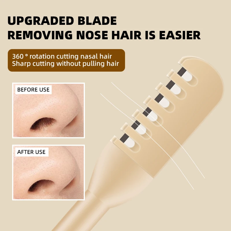 ماكينة تشذيب شعر الأنف برأسين، ملعقة قطف الأذن، كماشة شعر الأنف الدوارة 360 درجة، ماكينة تشذيب شعر الأنف اليدوية المحمولة