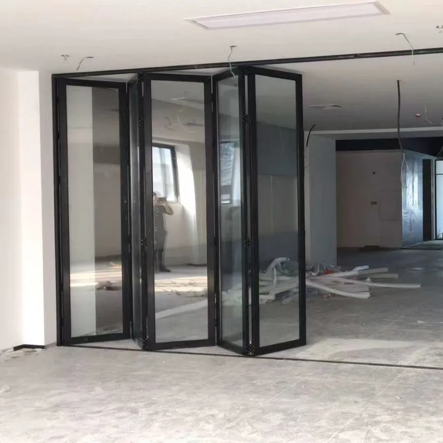 Customization Aluminium Folding Doors Bifold Door Weatherproof Thermal Break Glass Double Glazed Bi-Fold Doors For Home