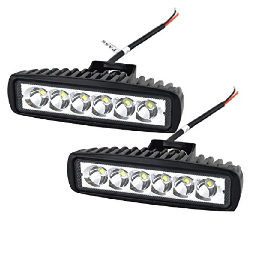 

【Spot goods】6 inch 18W Spot LED Work Light Bar Driving Lamp for Jeep Off Road 4WD 4x4 Cabin UTE SUV ATV Truck Car Boat2 Piece