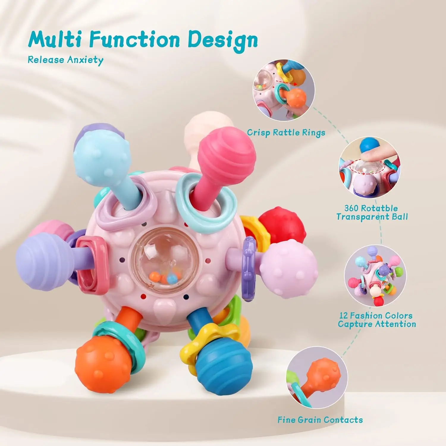 Manhattan Atomic Ball Spieler greifen Ball Baby Spielzeug Zähne Schleifen Ball Puzzle frühe Bildung Baby Greifen Training