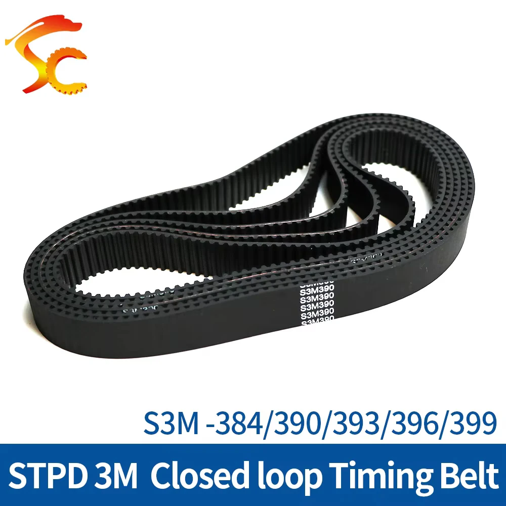 ONEFIRE S3M closed loop Timing Belt Length 384/390/393/396/399mm Width 6/10/15mm STPD 3M Rubber Synchronous toothed belt