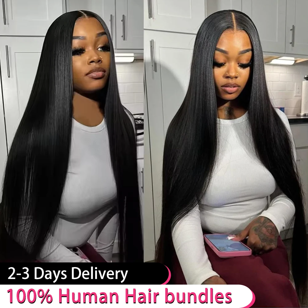 

250% Density Straight HD Transparent Lace Frontal Wig 40 42 Inch 13x6 Lace Front Brazilian Pre Plucked Human Hair Wigs For Women