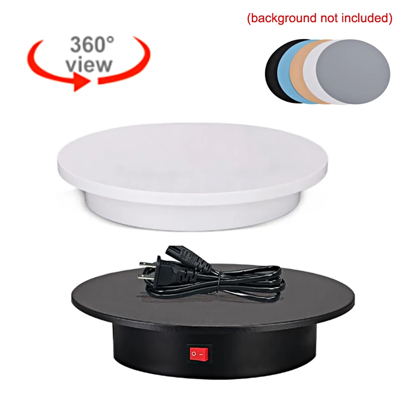 360 Degree Electric Rotating Photography Rotating Turntable Display Stand for Jewelry Product Display 3D Scan Pan with PVC