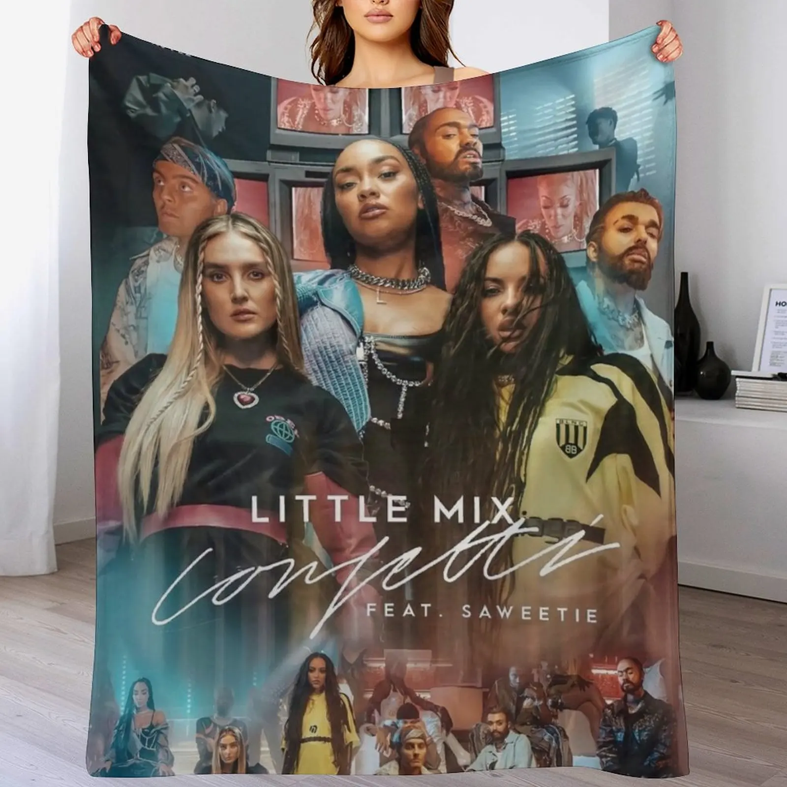 

Little mix confetti music video Throw Blanket Flannels Quilt bed plaid Blankets