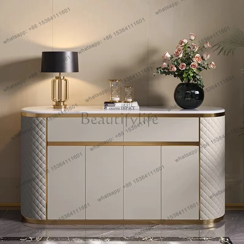 

Light luxury dining side cabinet storage modern marble custom entrance cabinet