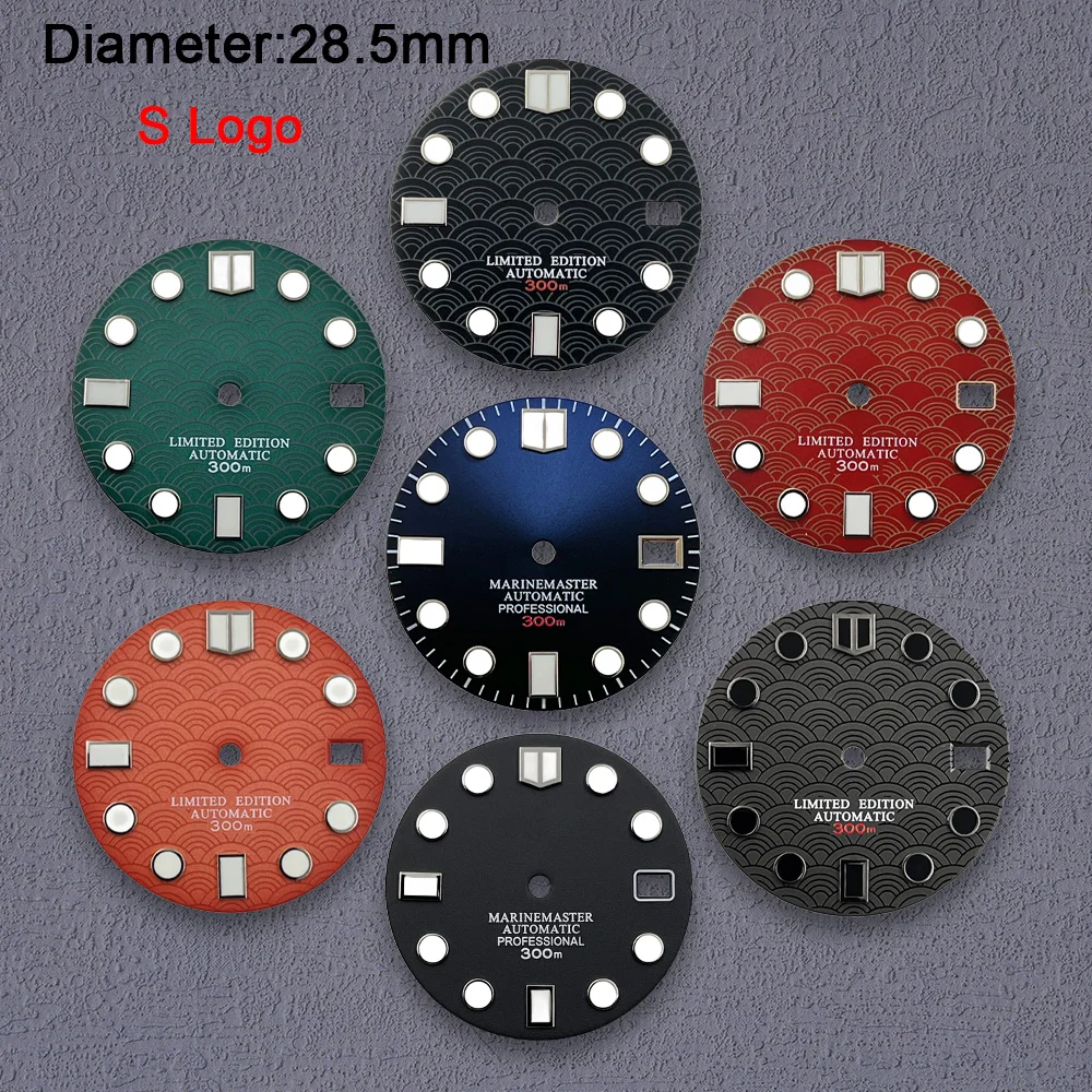 Nh35 Dial S Logo 28.5mm Watch Dial Green Luminous For NH35 NH36 Movements Watch Accessories Watch Repai