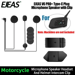 EJEAS V6 PRO+ Type-C Jack Microphone Speaker Headset New Style ​Mounting Clip Double-Sided Tape for Motorcycle Helmet Interphone