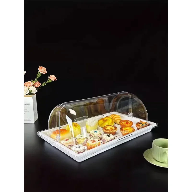 Melamine tray Fruit bread Display tray European commercial rectangle with transparent cover Bread cake dessert tray