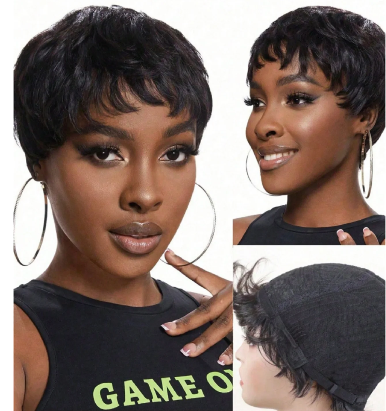 ショートピクシーカット人毛ウィッグ女性のためのショートボブウィッグブラジルレミーヘアピクシーカットウィッグ 130 密度ウェーブのかかった自然な色