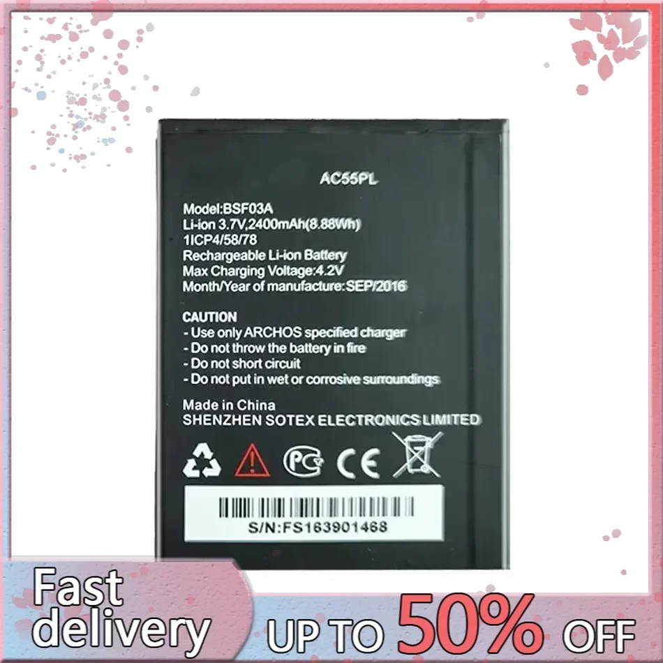 Replacement High Quality Mobile Phone Battery AC55PL For Archos 55 Platinum BSF03A 2400mAh Smartphon Batteries