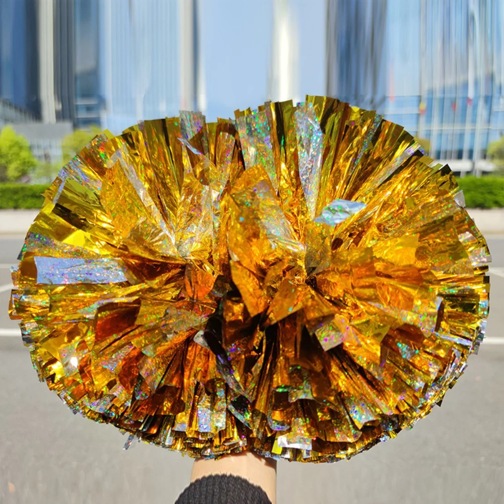 1pc 32cm Laser Film Dazzling Cheering Pompoms Cheerleading Flower Ball  Sports Game Pom Poms Vocal Concert Dance Party Decorator