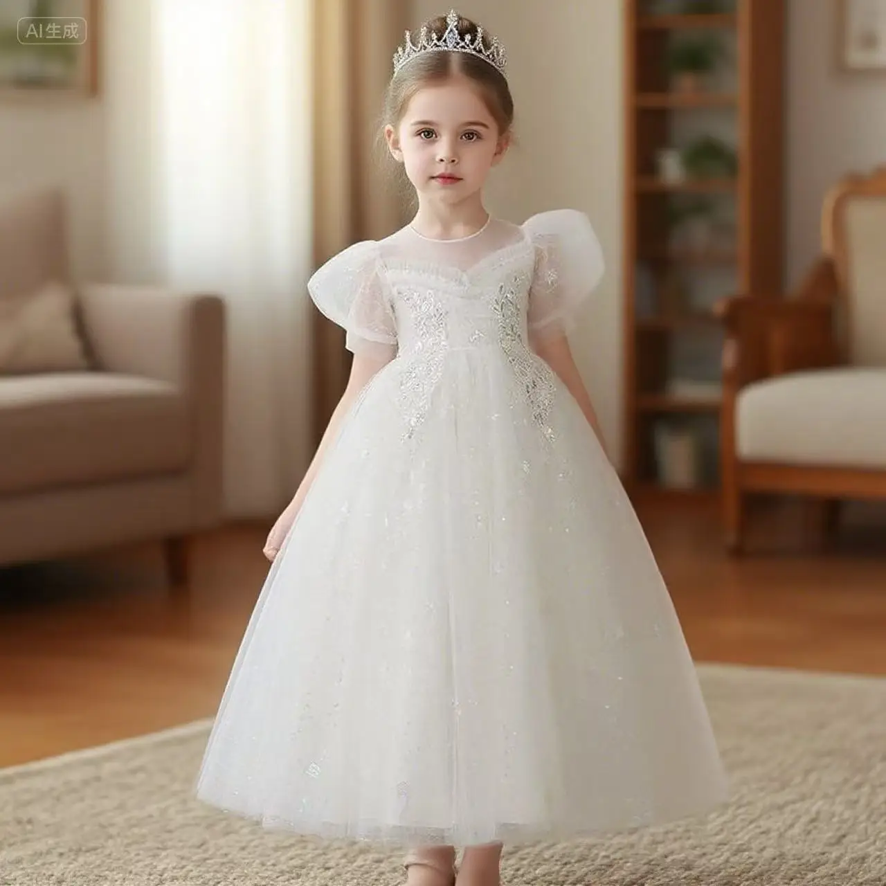 

3-10 Years Kids Long Gown Piano Costume Baby Girl Evening Party Princess Dresses For Girl Ceremony Wedding Birthday Dress