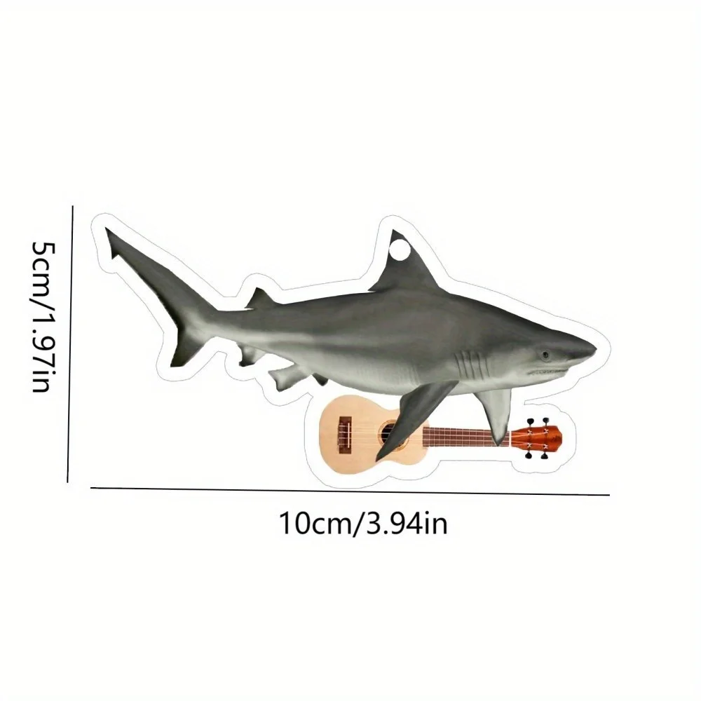 شماعة رائحة سيارة Ukulele Shark - تصميم ممتع موسيقي، معلقة بفتحة تهوية مرآة، عطر يدوم طويلاً