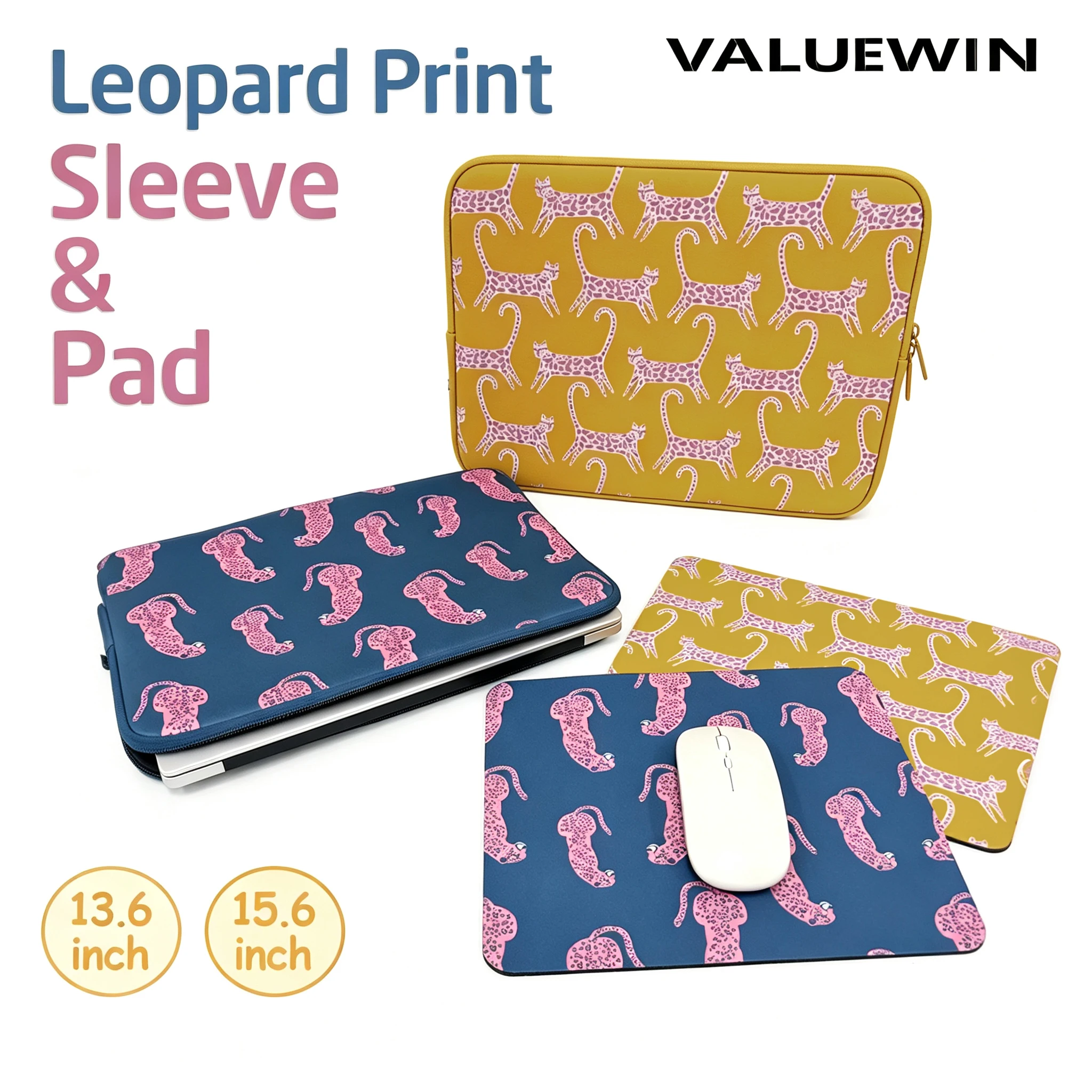Laptop Accessories Bag - Leopard Pattern Laptop Sleeve 13 13.6