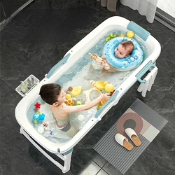 Large Bath Children's Baby Foldable Bath Basin Barrel Bathtubs Can Sit and Swim Household Thickened Plastic Bath Barrel