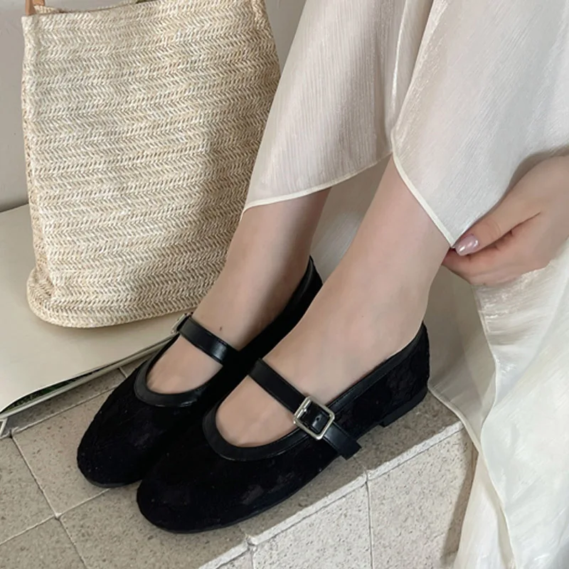 eilyken-ファッション刺繍メッシュレディースサンダル-高品質快適フラットヒール-バックルストラップ-パーティーバレエシューズ