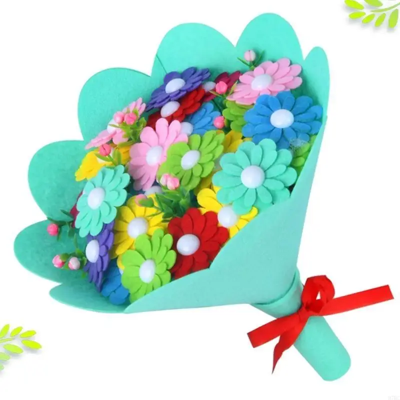 97BC เด็กปุ่ม Felt Bouquet Art Crafting โครงการชุดวัสดุสำหรับเด็กนักเรียน Art Class การสอน Props Handmade ของขวัญ