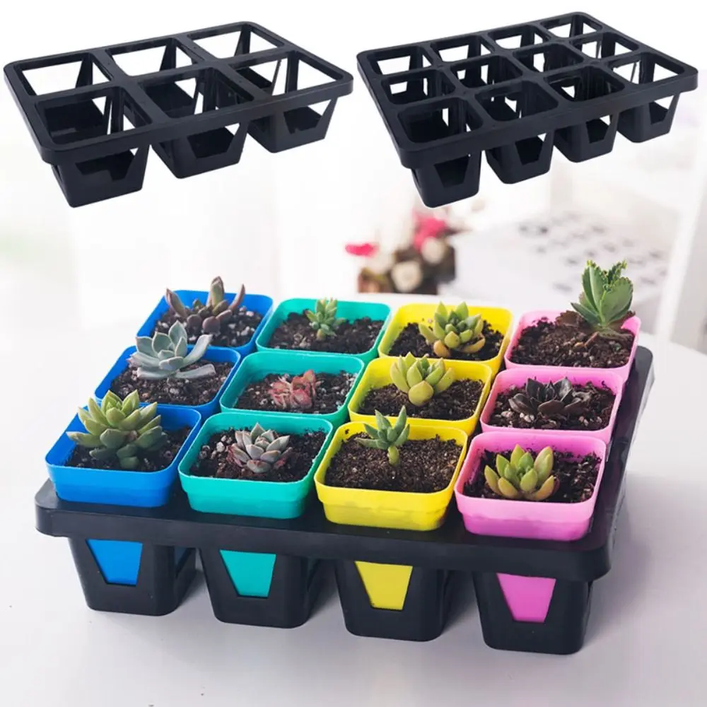 6/12 Hole Flower Pots Storage Tray Tool Black Organization Seeding Boxes Dish Caliber 6.5cm 9cm Greenhouse Potted Bracket