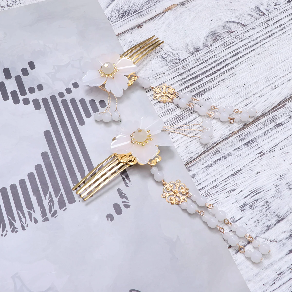 

2 Pcs Exquisite Hanfu Hairpins Tassel Hair Comb Headwear Small Fresh Fairy Hair Clip For Festivals And Performance Blue
