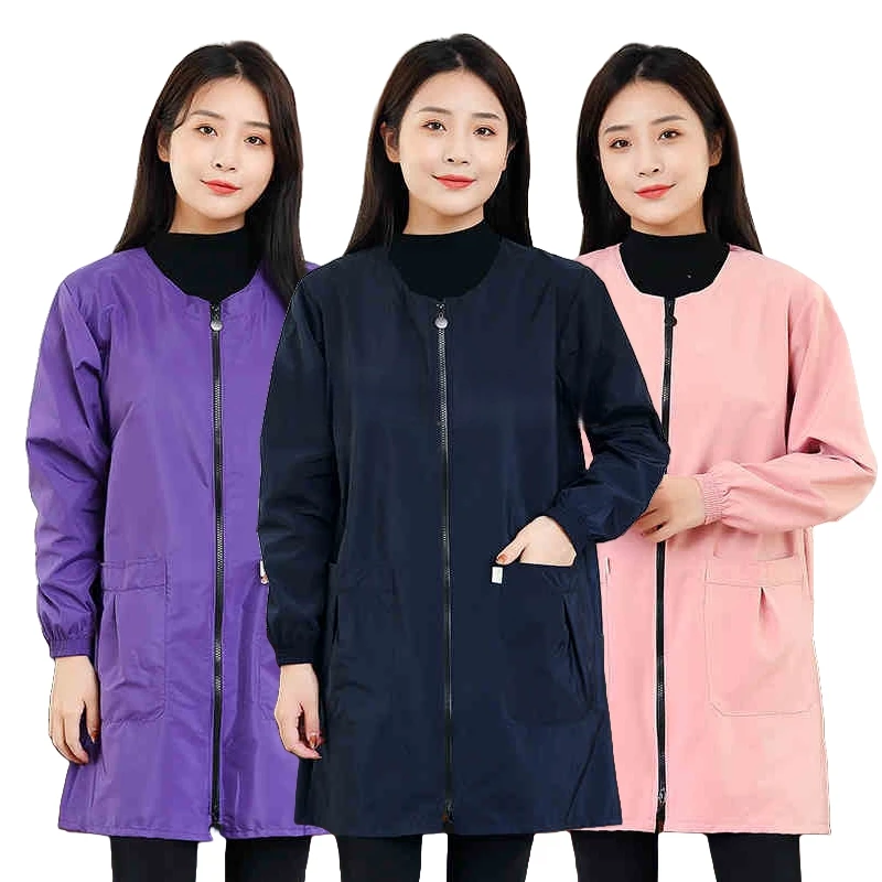 Long Sleeves Apron Waterproof Work Clothes Women's Housework Smock Outdoor Garden Workwear Workshop Uniforms Non Elastic Fabric