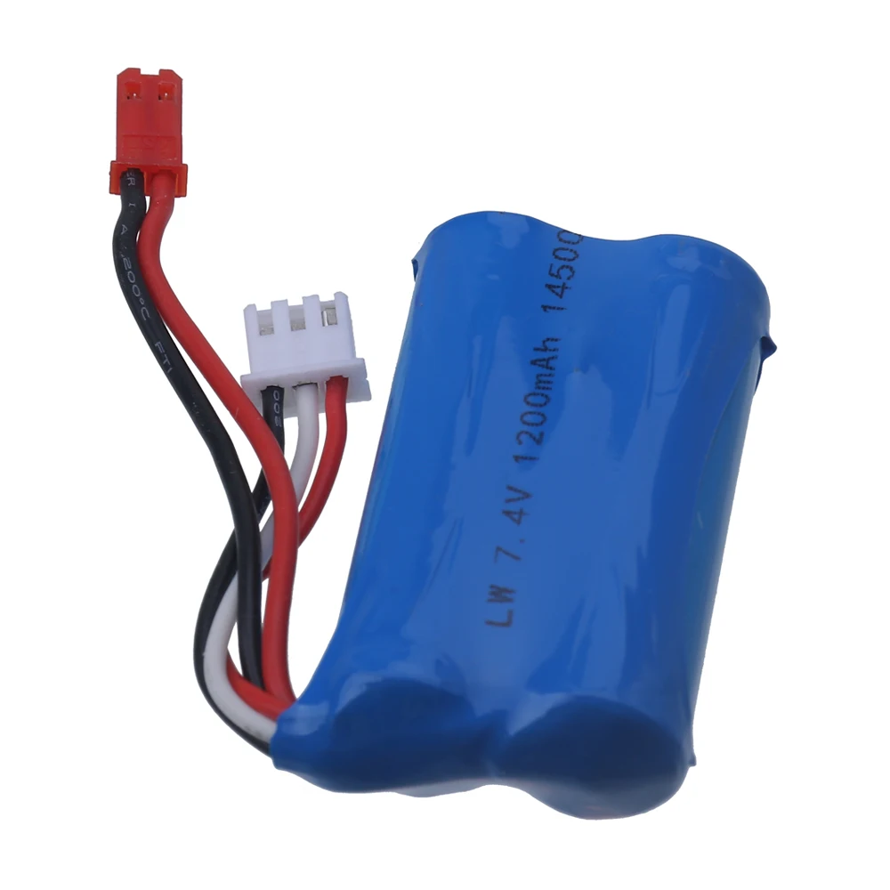 Batería de iones de litio de 7,4 V y 1200mAH, accesorio de juguete para helicópteros de control remoto, coches, barcos y trenes, 7,4 V, 14500, enchufe JST