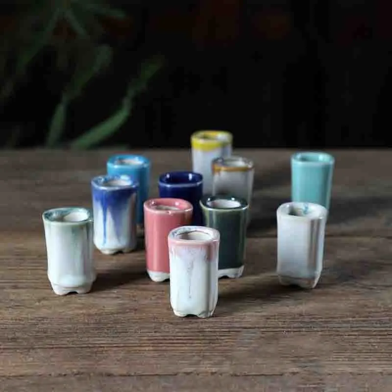 Glazed Ceramic Breathable Thumb Flower Pot Multi functional Home Mini Decorative Flower Pot Desktop Succulent Bonsai Pot LI187