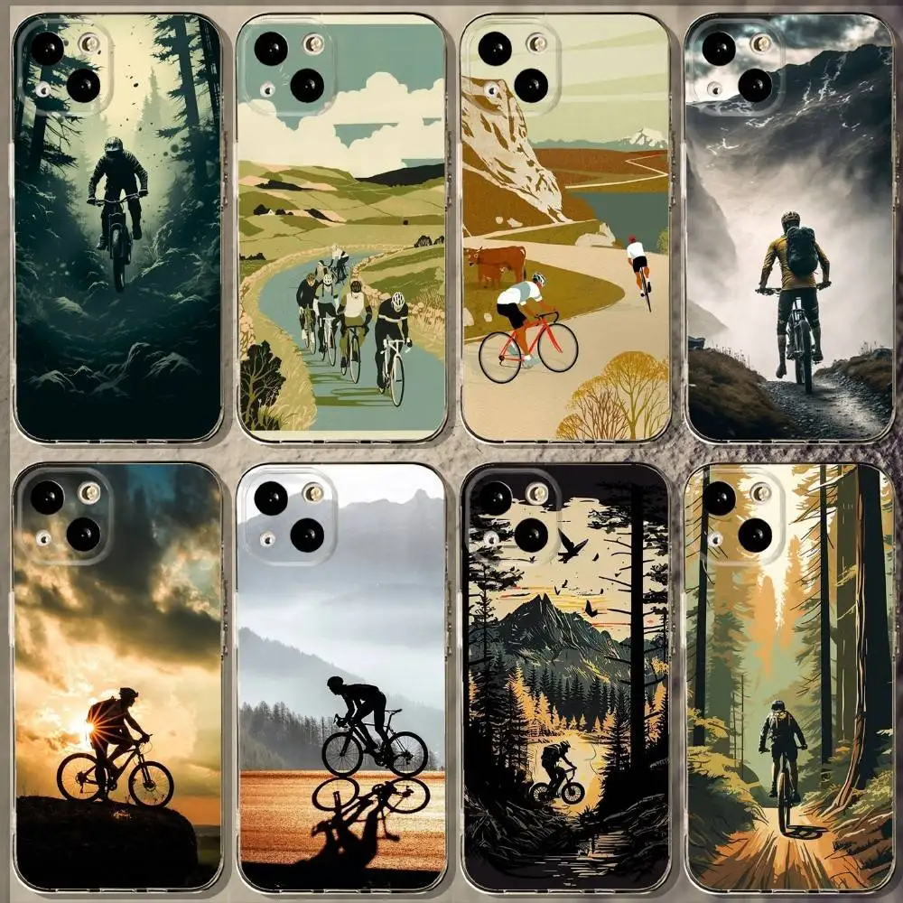 

BIKE CYCLING art Phone Case For iPhone 16,15,14,13,12,11 Plus,Pro,Max,XR,XS,X,7,8 Plus,SE,Mini Soft Transparent Cover