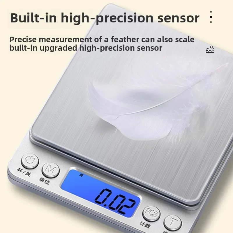 Digital Kitchen Scale Mini Pocket Stainless Steel Precision Jewelry Electronic Balance Weight Gold Gram 0.1/3000g Weigh Scales