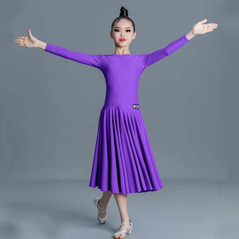 Fashion National Standard Waltz Ballroom Dance Dress Girls Long Sleeved Latin Dance Competition Costume Modern Dance Wear SL8366