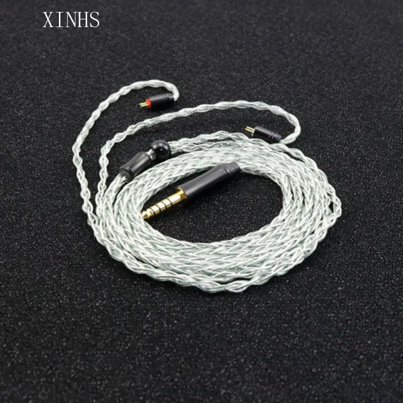 XINHS 8 inti kabel ditingkatkan perak berlapis tembaga kristal tunggal 5N campuran Biru Perak