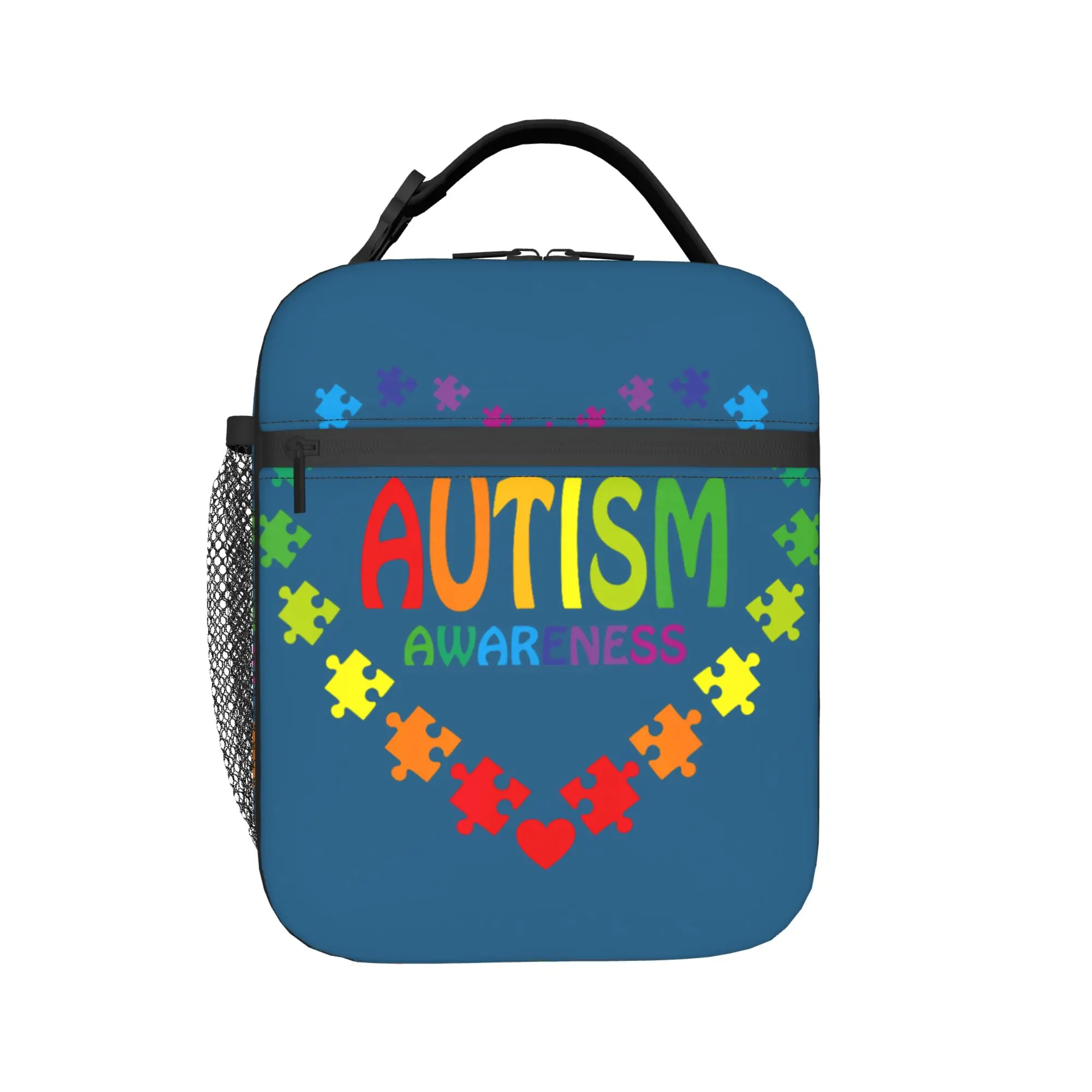 Autism Awareness 2 April 2026 Autism Cute Autistic Lunch Bag For Child Graphic Design Travel Lunch Box Fashion Oxford Cooler Bag