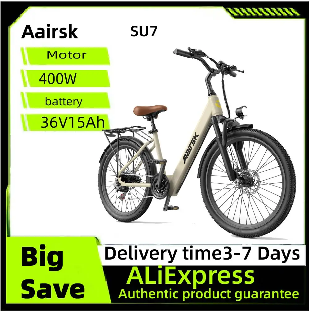 

Aairsk SU7 Adult E-bike 400W Motor Ebike 36V 15Ah Battery Electric Bike 24 Inch Tire Women's Electric bicycle