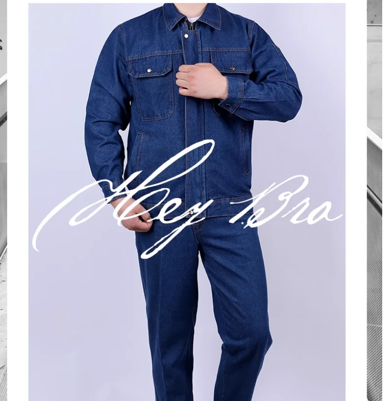 Cowboy welding work uniform men's pure cotton thick anti scald and wear-resistant labor protection suit set