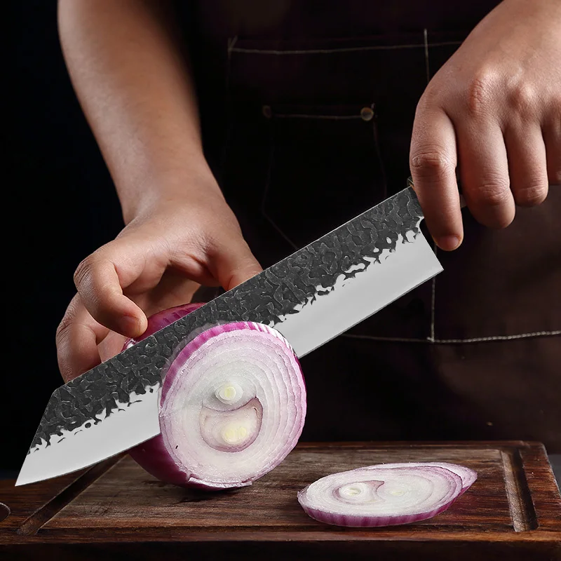 الفولاذ المقاوم للصدأ المطبخ سكين الطاهي تقطيع وتقطيع لحوم البقر السكاكين مقبض خشبي اليد مزورة الساطور سكين أدوات الطبخ #3