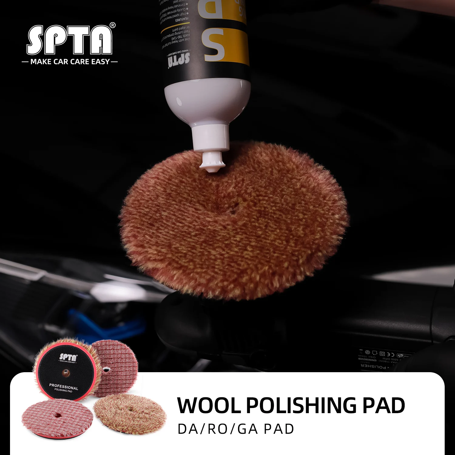 

(Bulk Sales1-20Pcs) SPTA 5/6 Inch Detailing Mix Short Wool Buffing Pad Polishing for 125/150mm DA/RO Car Polisher