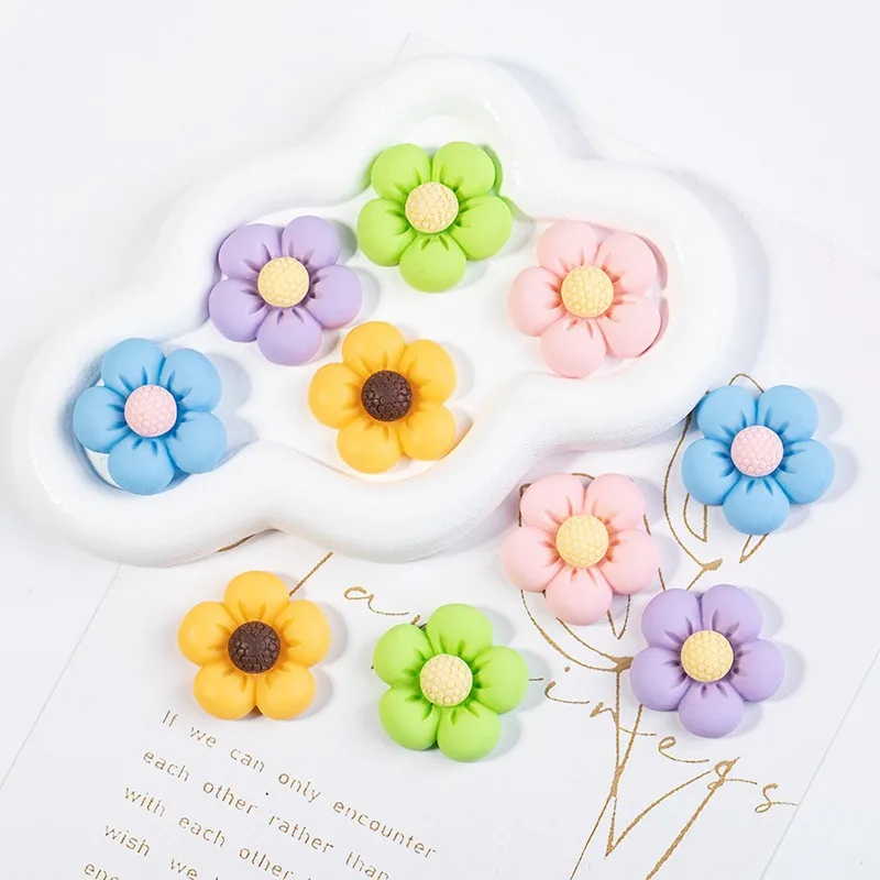 10pcs New Resin Accessories Five-petal Flower Diy Scrapbook Crafts Mobile Phone Case Patch Storage Box Hair Accessories Material