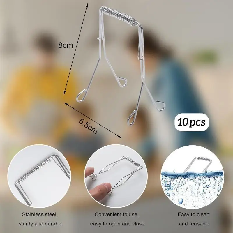 5/10Pcs Stainless Steel Cabbage Leafy Vegetable Clamp Heavy Duty Reusable Serrated Edges For Frying Cooking