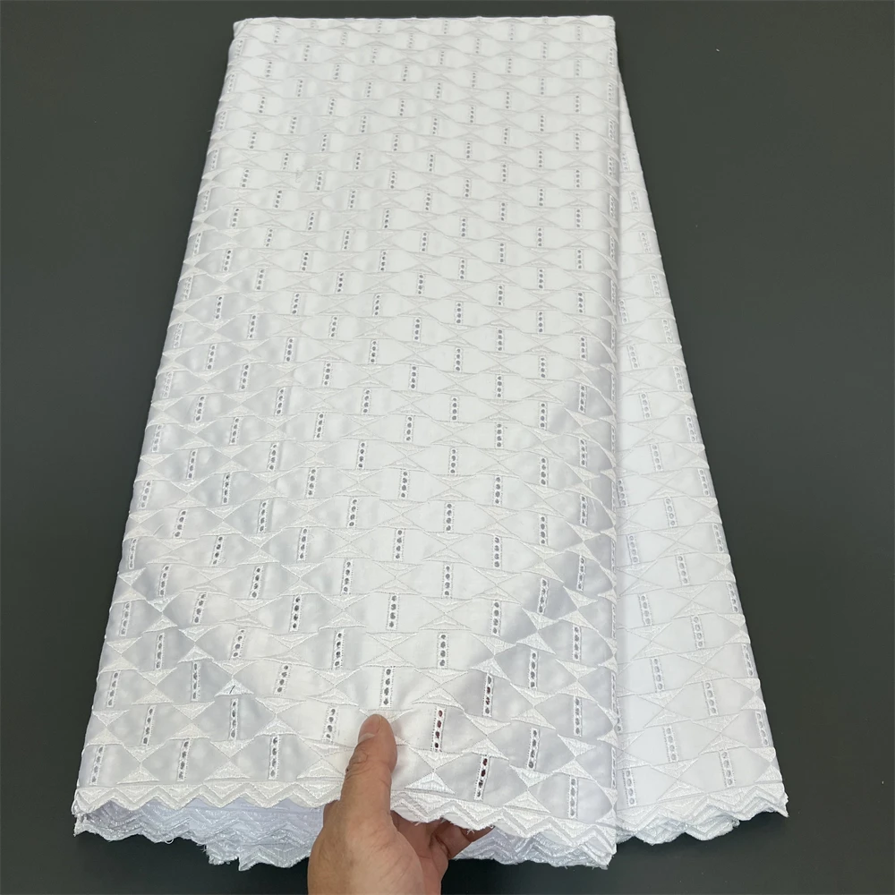 

2025 африканская нигерийская тюлевая кружевная ткань, для шитья свадебного платья, высокое качество, вышитая хлопковая дамасская ткань, 5 ярдов