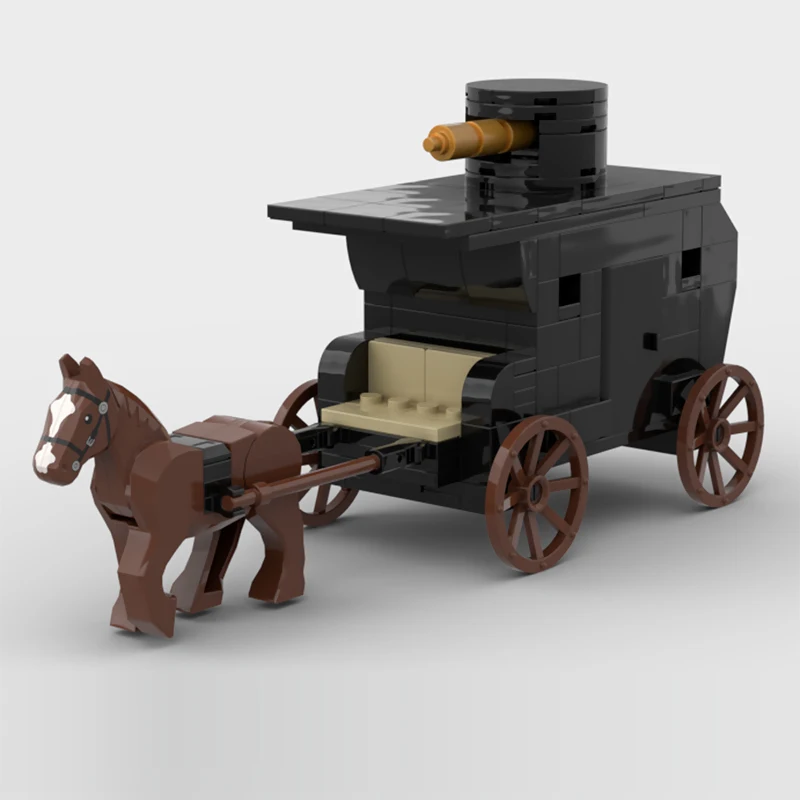 Medieval Castle Model MOC Building Bricks Western War Wagon Modular Technology Gifts Holiday Assemble Children Toys Suit