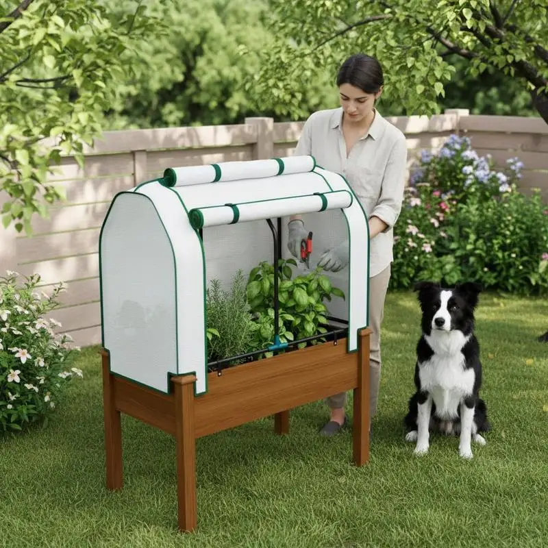 

Exterior Gardening Trough 48x24x30 Inch For Backyard Terrace Balcony, Elevated Structure Open Bottom Rectangular Metal Frame