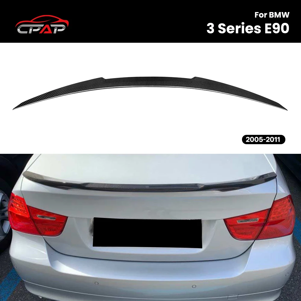 

Real Dry Carbon Fiber Rear Trunk Spoiler Boot Wing Trim For 3 Series 4 Door E90 2005-2011 M4 Style