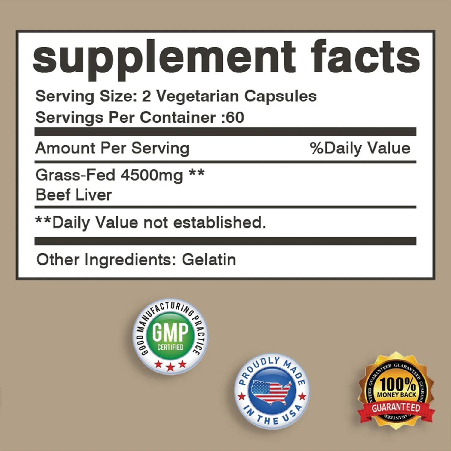 Grass-fed Beef Liver Capsules - Provides Energy, Promotes Healthy Digestion, Immune Support