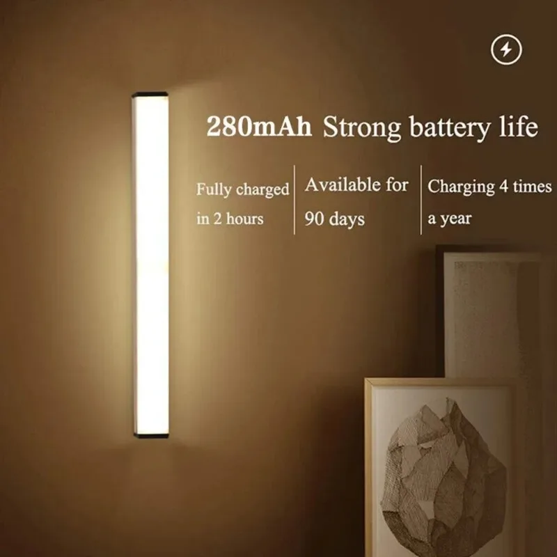 Led Light Motion Sensor Wireless LED USB Night Light Lamps for Room Home and Decoration Kitchen Cabinet Storage Lights Lighting