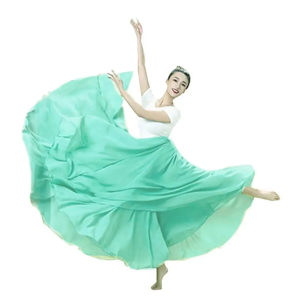 Cos 720 graden grote schommel dubbellaags chiffon vakantie strand rok dansjurk klassieke dansvoorstelling jurk Xinjiang