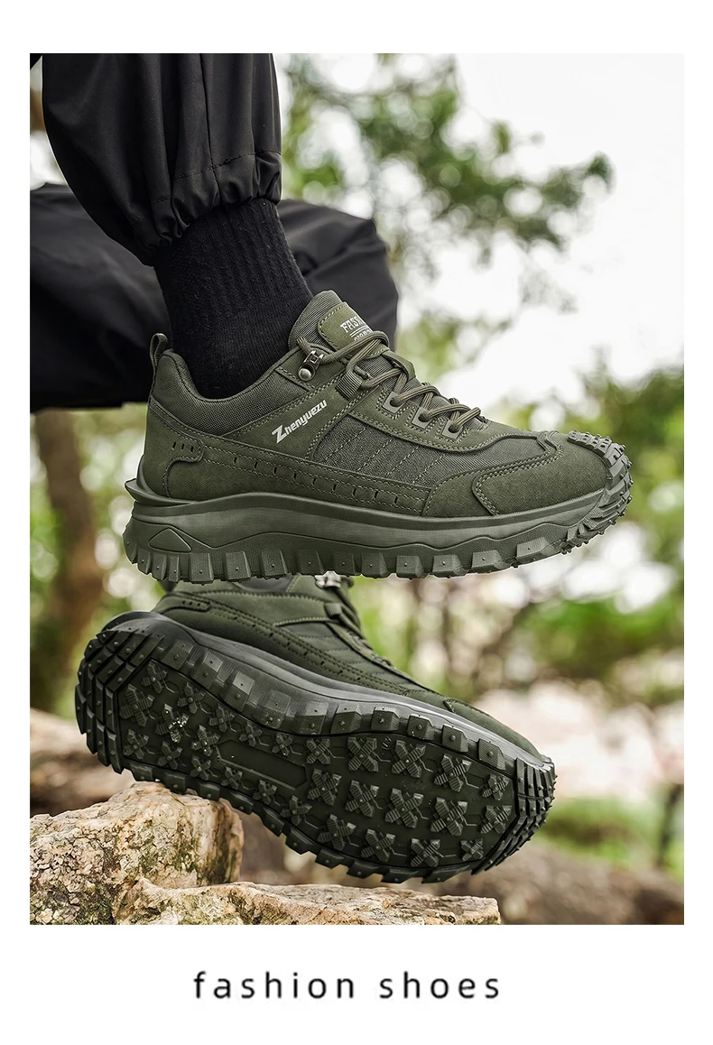 Modische und bequeme Herren-Wanderschuhe mit niedrigem Schnitt, rutschfesten und verschleißfesten gezackten Sohlen, ausgezeichnetem Grip, komfortablem Futter, geeignet für Sport und Freizeit, ideal für Outdoor-Wanderungen, Bergsteigen und Camping. – Detail 11
