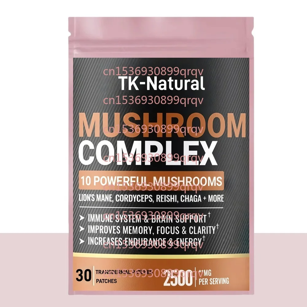 

30 Patches 10 in 1 High Strength Mushroom Transdermal Patches - Lions Mane, Cordyceps, Reishi for Memory and Focus