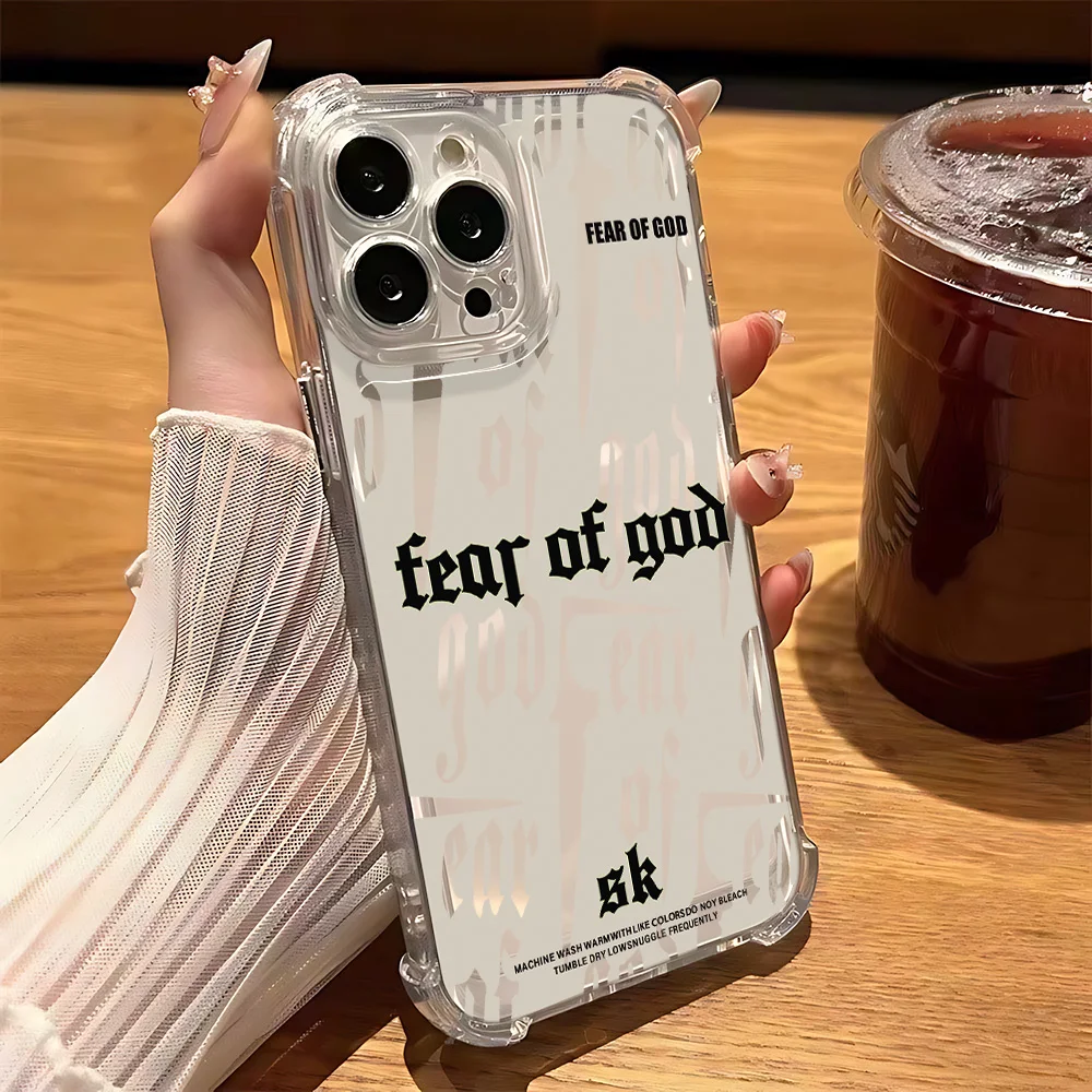 SK-FEAR OF GOD-funda de teléfono para iPhone 17 16e 16 15 14 13 12 11 Mini Air Pro Max X XR XSMax 7 8 Plus cubierta transparente anticaída