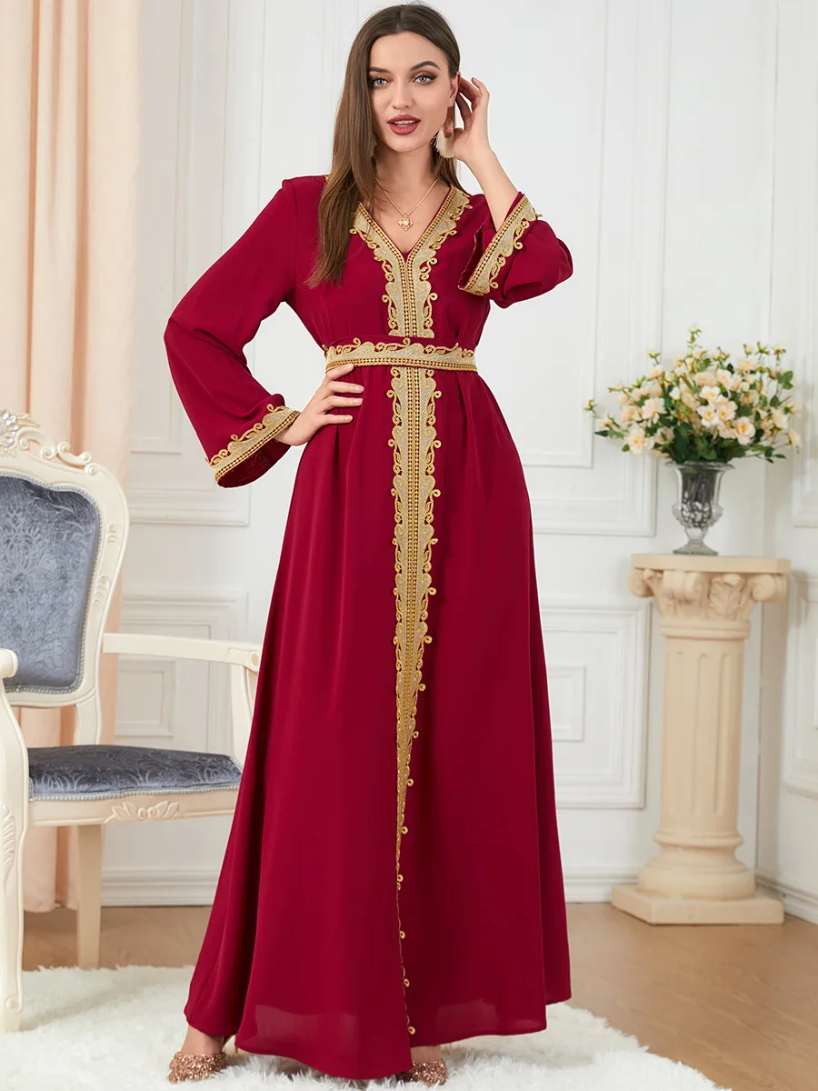 Arab Morocco Muslim Dress Abaya Women Embroidery Maxi Abayas Dubai Turkey Islam Kaftan Longue Musulmane Vestidos Largos 2022