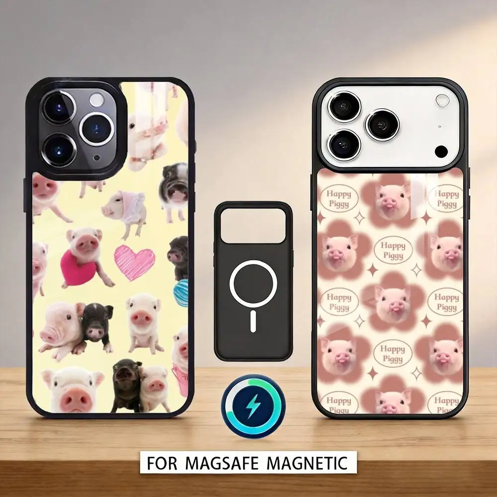 

Lovely Cute Piggy Phone Case For iPhone 17,16,15,14,13,12,Pro,Max For Magsafe Magnetic Wireless Charging