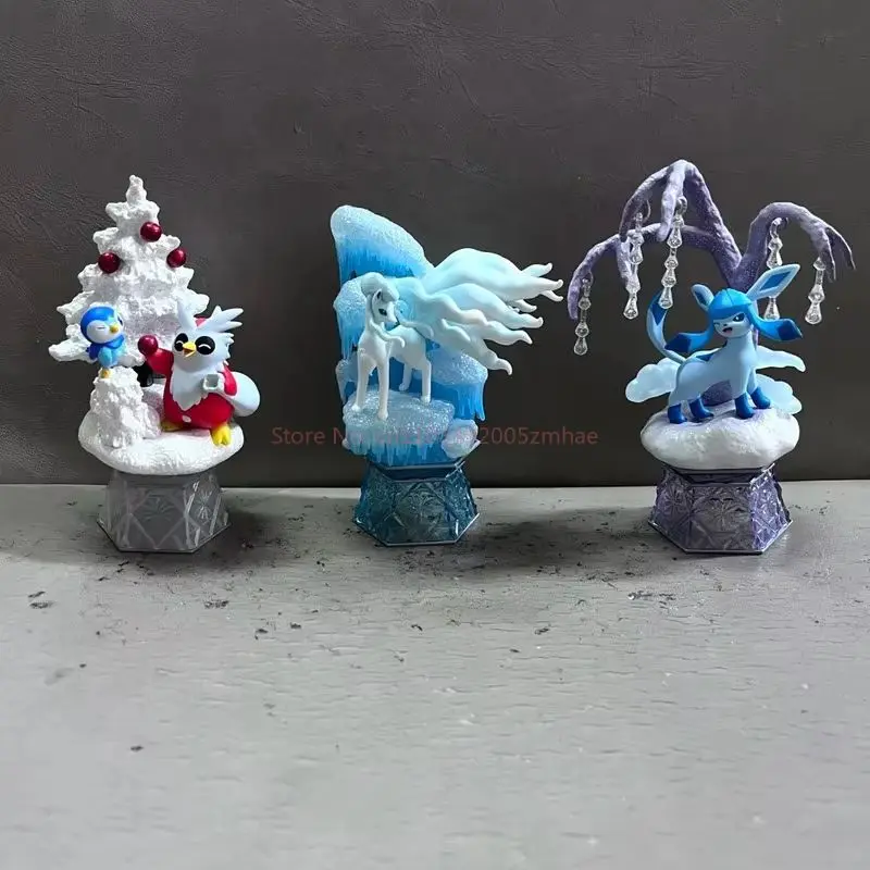 Hot Re-Ment Original Pokemon Diamond Dust Collection Blind Box Ice Type Collectible Anime  Toy Alolan Ninetales & Glaceon Gift view 5